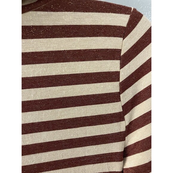 Loft Juniors Turtleneck Top Stripes Brown with Sparkle Thread Size Small - Picture 8 of 8